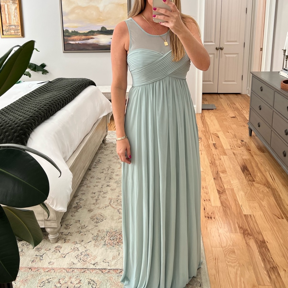Large, Sage, Birdy Grey Bridesmaid dress